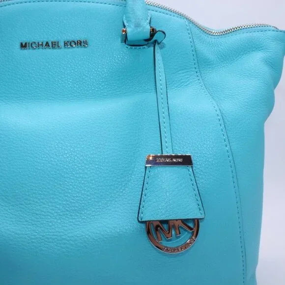 Michael Kors Bowling Shoulder Bag Purse Logo Small Pebble Leather Satchel - Picture 11 of 14